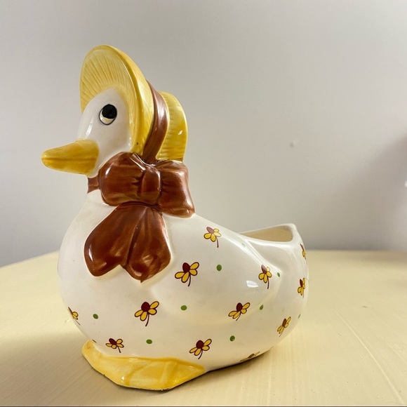 Vintage mother goose planter hat bow brown yellow - Picture 7 of 7